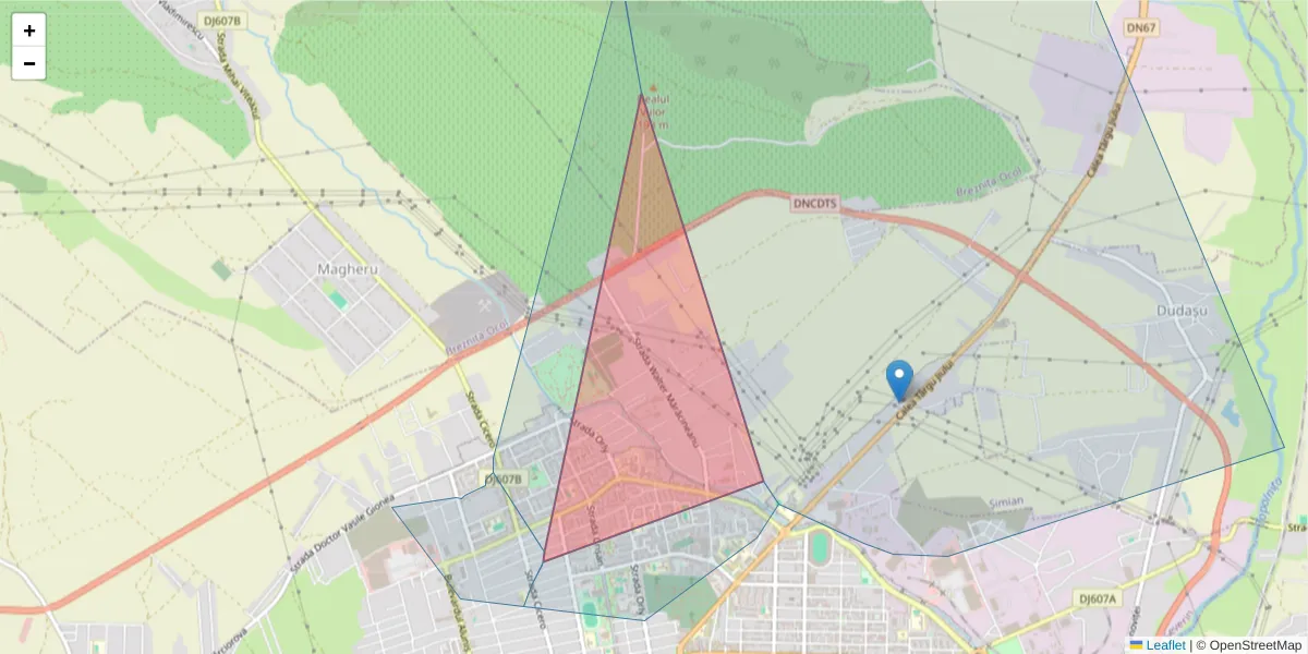 Hartă a codului poștal  și a codurilor poștale învecinate