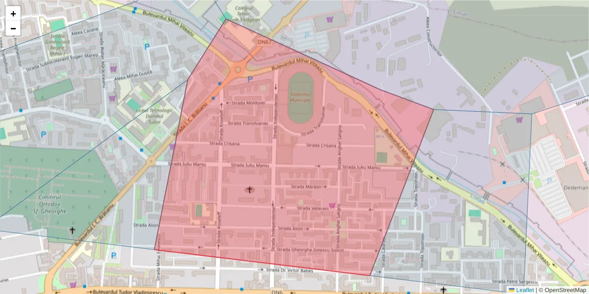 Hartă a codului poștal  și a codurilor poștale învecinate