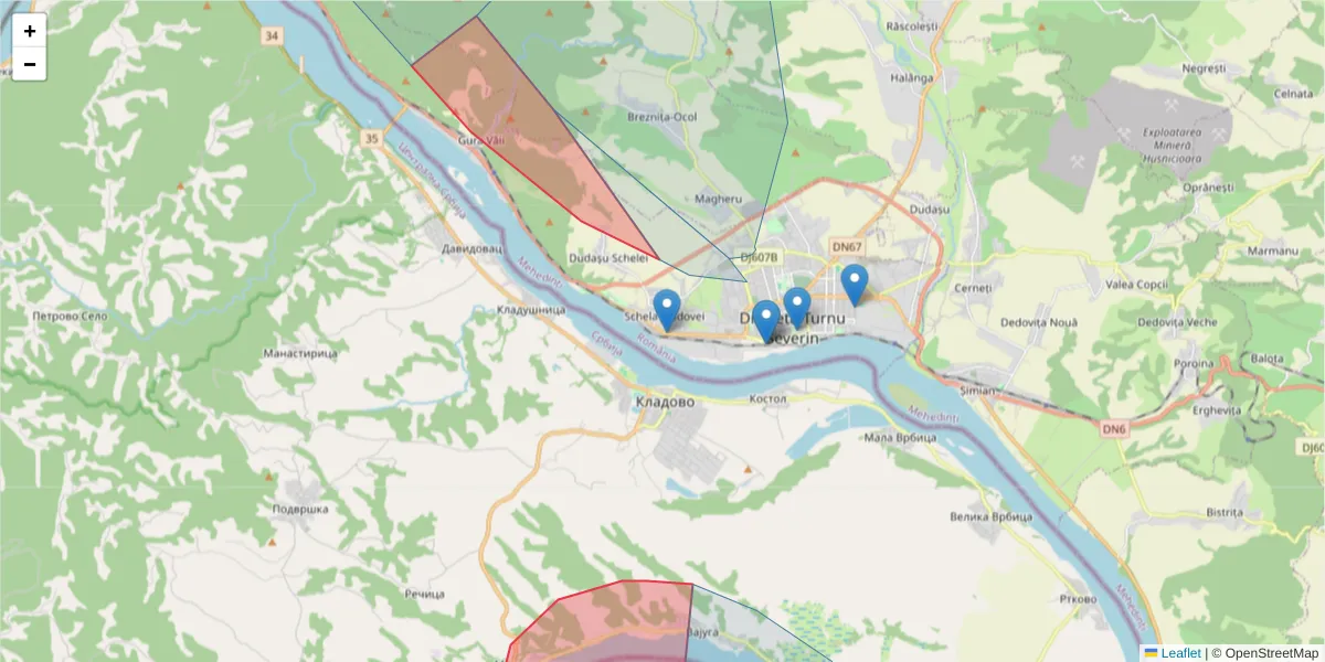 Hartă a codului poștal  și a codurilor poștale învecinate