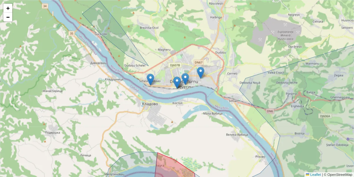 Hartă a codului poștal  și a codurilor poștale învecinate