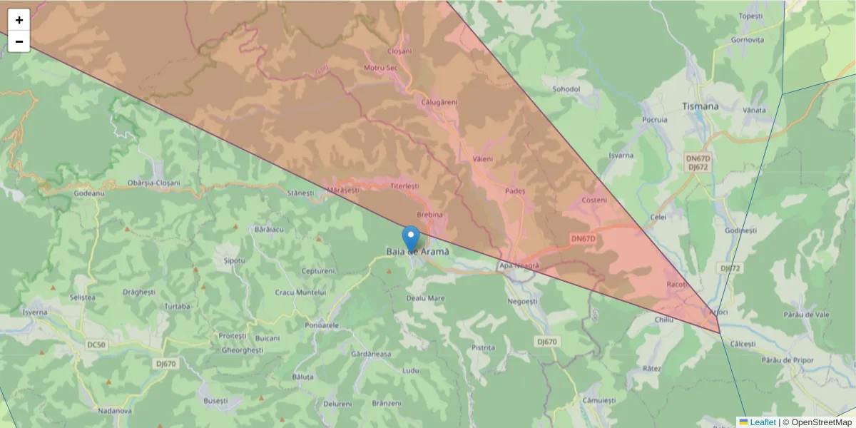 Hartă a codului poștal  și a codurilor poștale învecinate