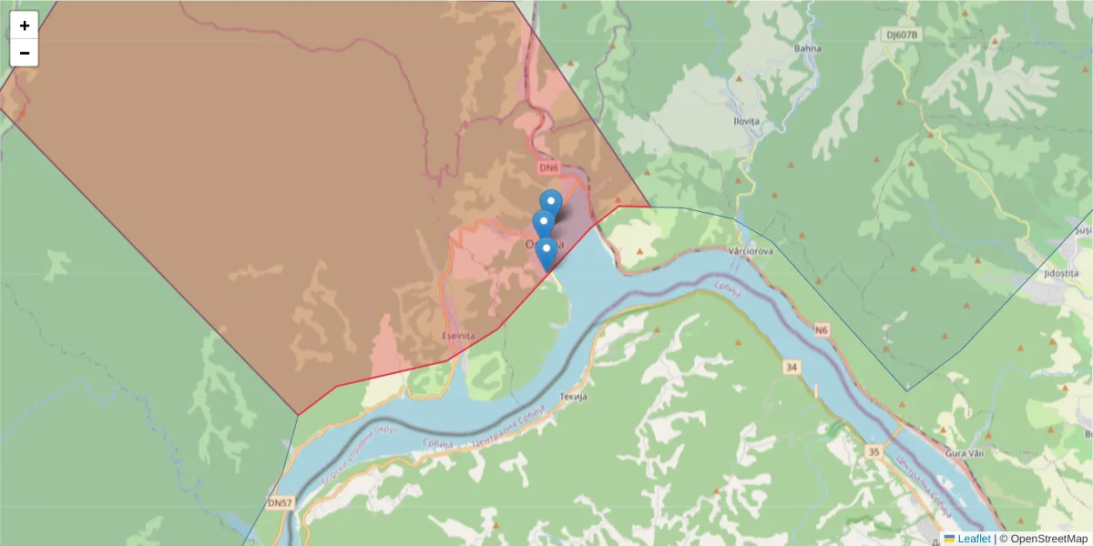 Hartă a codului poștal  și a codurilor poștale învecinate