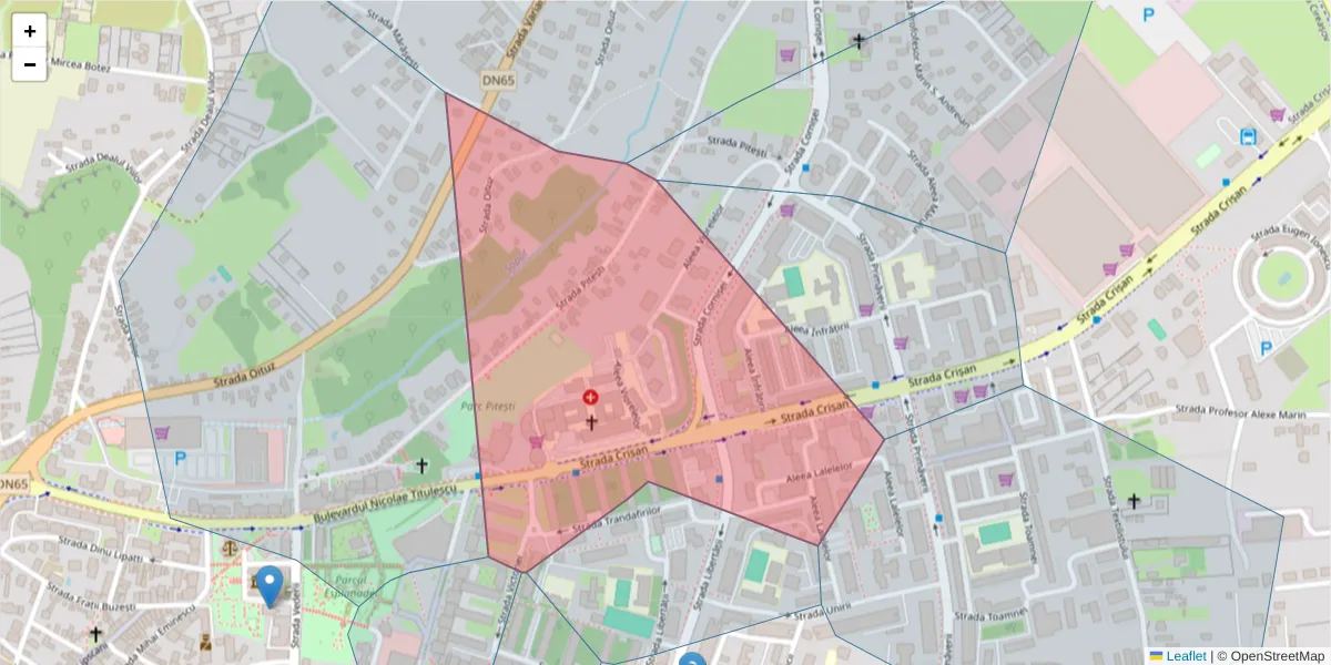 Hartă a codului poștal  și a codurilor poștale învecinate