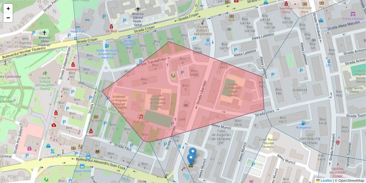 Hartă a codului poștal  și a codurilor poștale învecinate