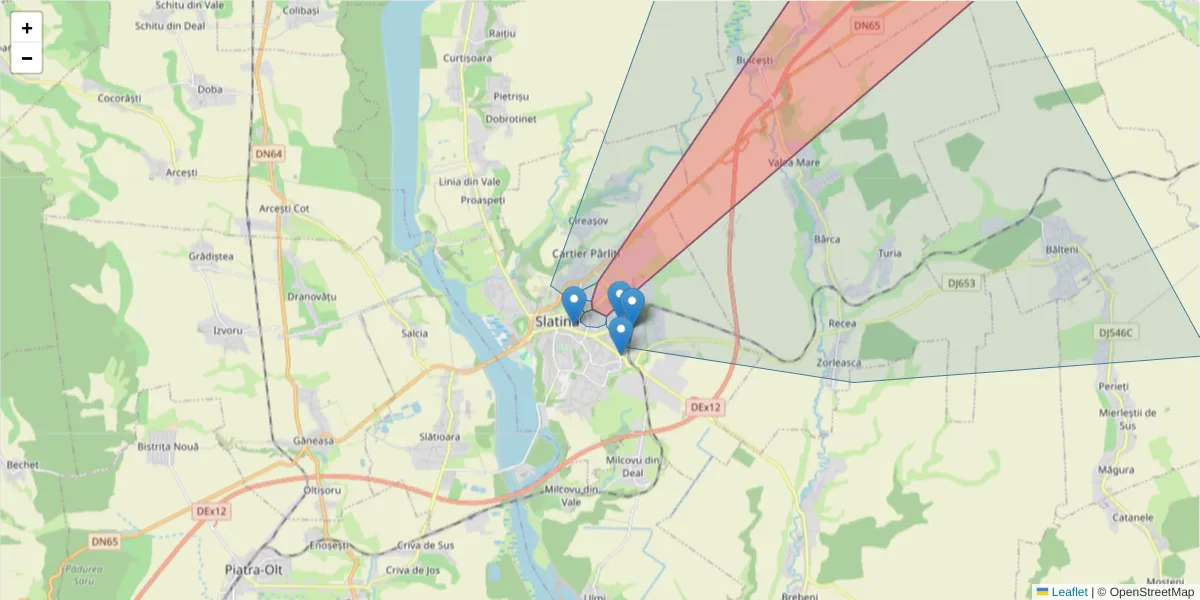 Hartă a codului poștal  și a codurilor poștale învecinate