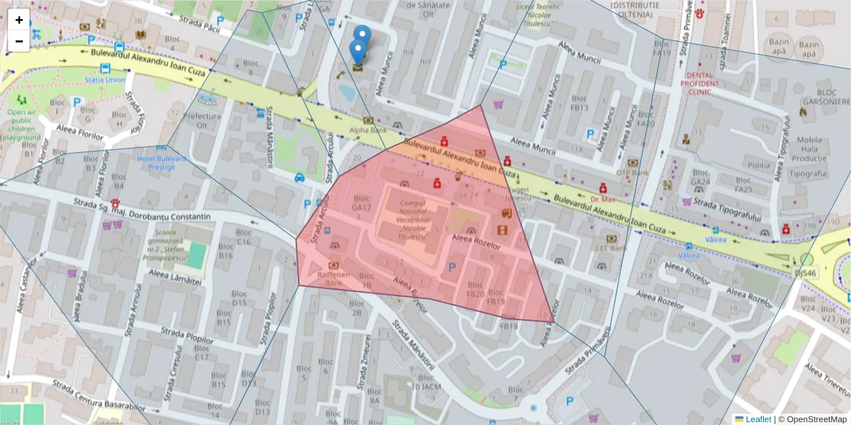 Hartă a codului poștal  și a codurilor poștale învecinate