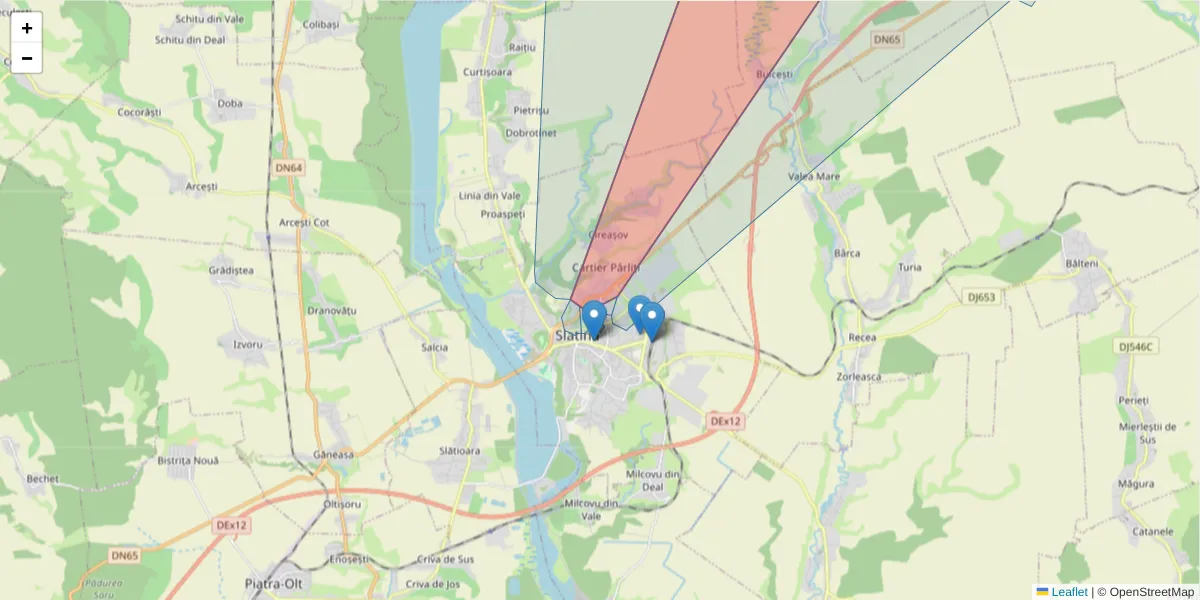 Hartă a codului poștal  și a codurilor poștale învecinate