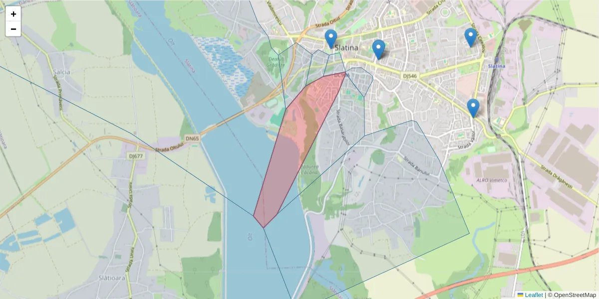 Hartă a codului poștal  și a codurilor poștale învecinate