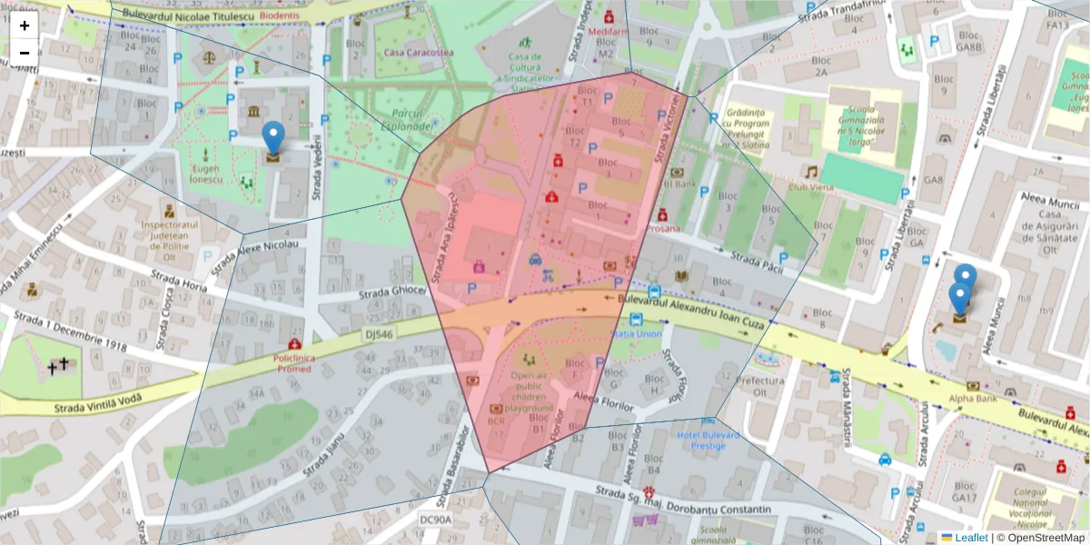 Hartă a codului poștal  și a codurilor poștale învecinate