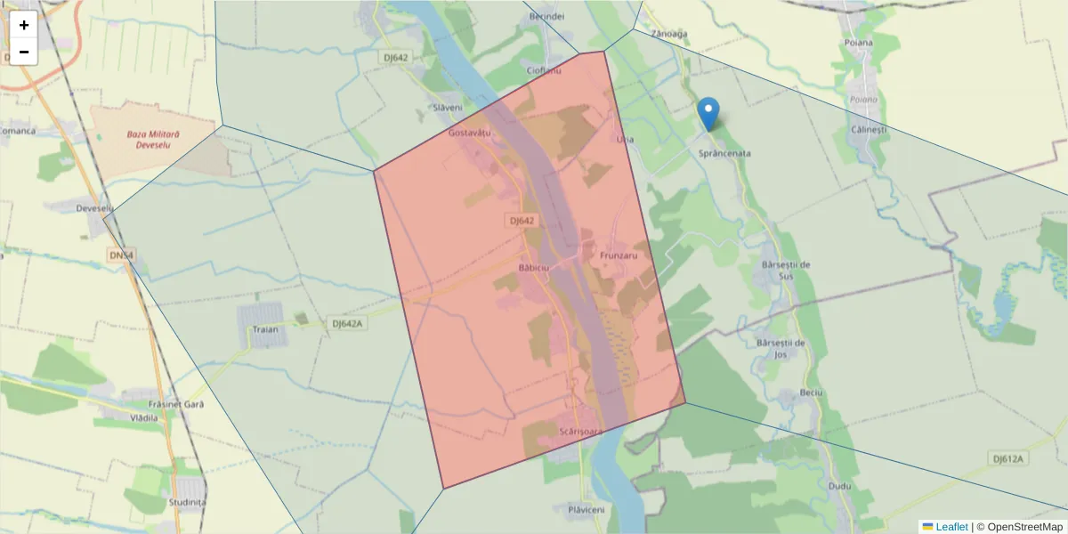 Hartă a codului poștal  și a codurilor poștale învecinate