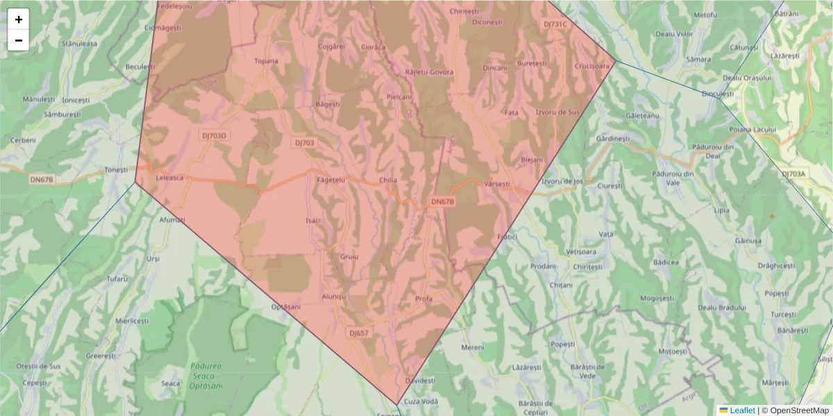 Hartă a codului poștal  și a codurilor poștale învecinate