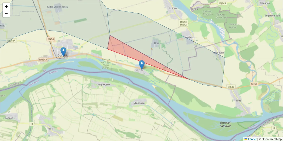 Hartă a codului poștal  și a codurilor poștale învecinate