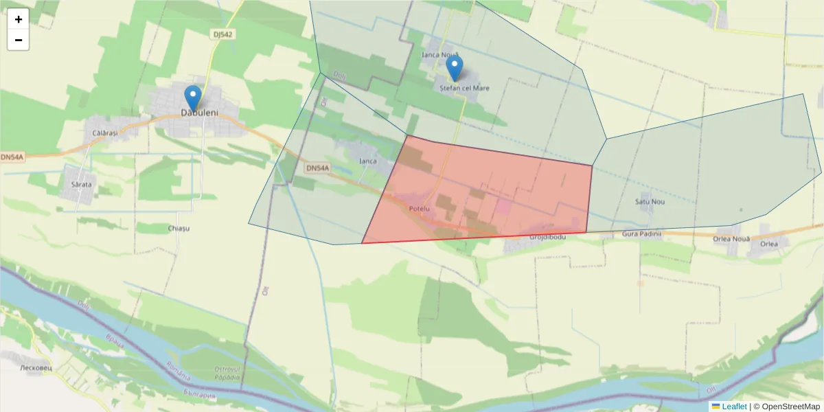 Hartă a codului poștal  și a codurilor poștale învecinate