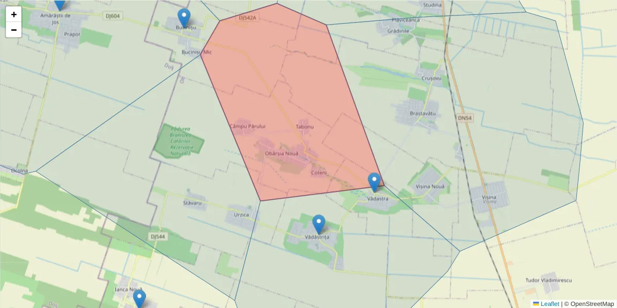 Hartă a codului poștal  și a codurilor poștale învecinate