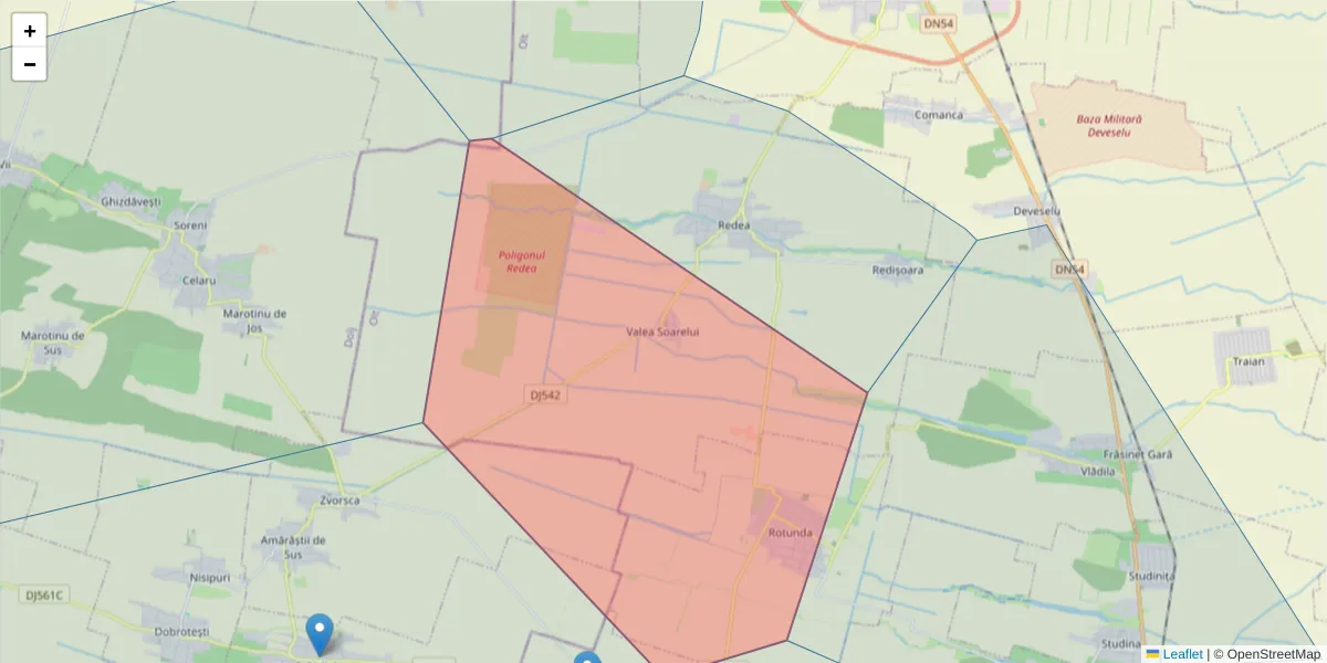 Hartă a codului poștal  și a codurilor poștale învecinate