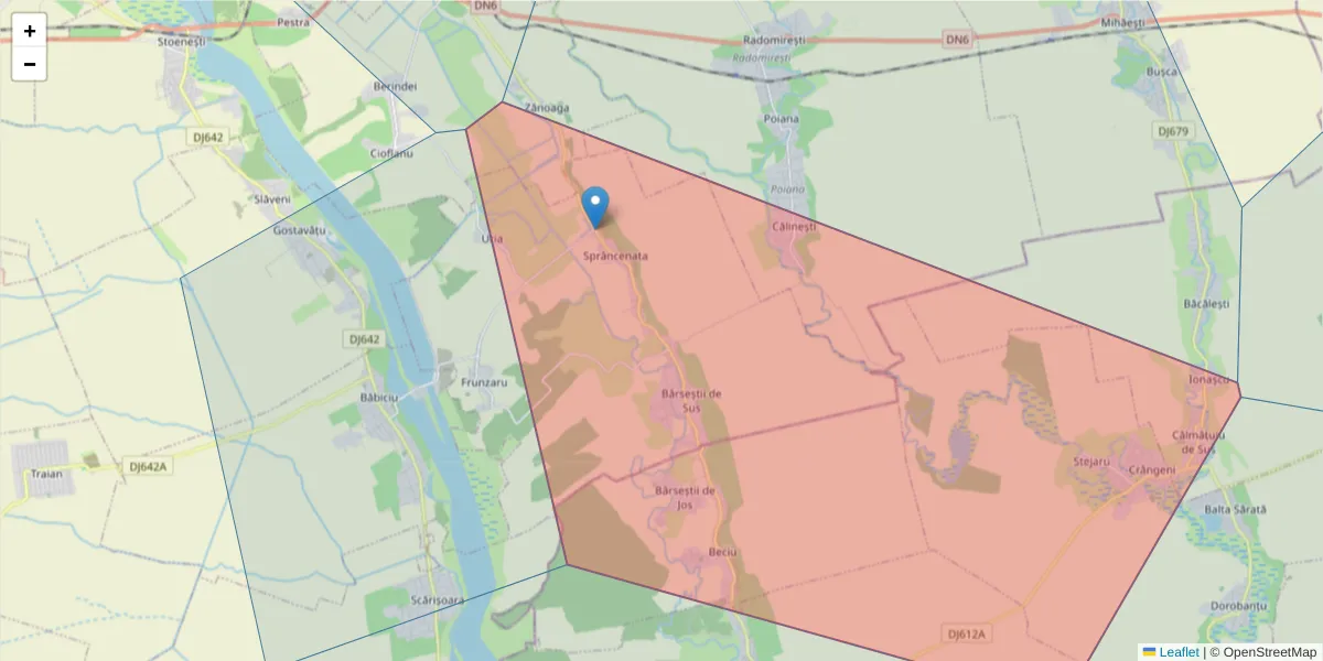 Hartă a codului poștal  și a codurilor poștale învecinate