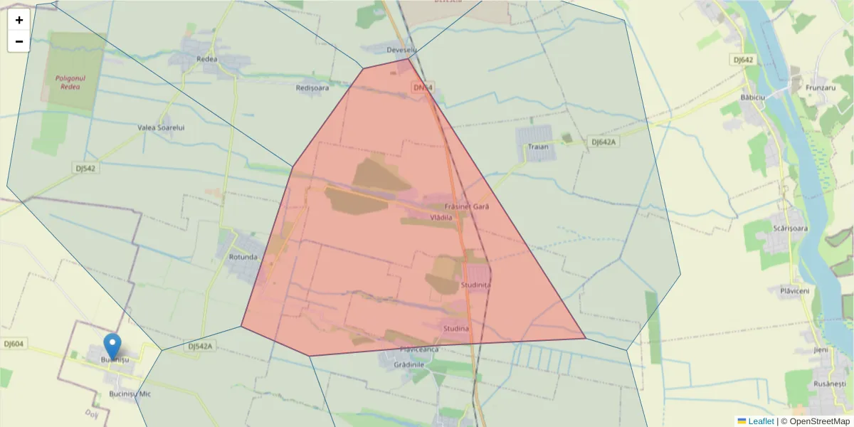Hartă a codului poștal  și a codurilor poștale învecinate