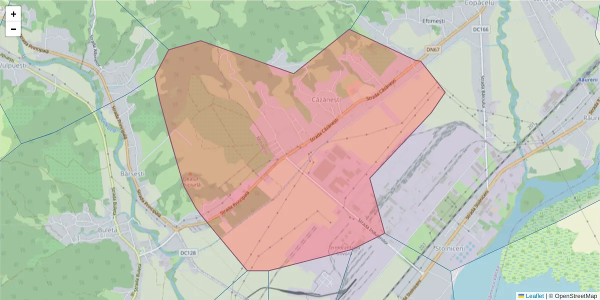 Hartă a codului poștal  și a codurilor poștale învecinate