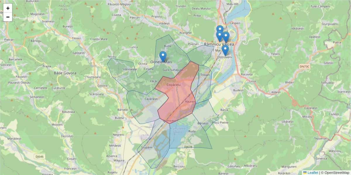 Hartă a codului poștal  și a codurilor poștale învecinate