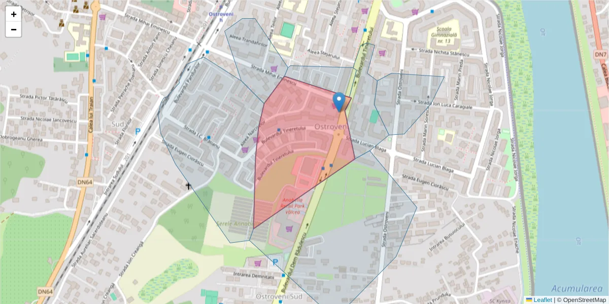 Hartă a codului poștal  și a codurilor poștale învecinate