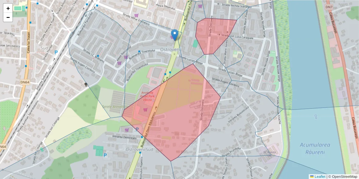 Hartă a codului poștal  și a codurilor poștale învecinate