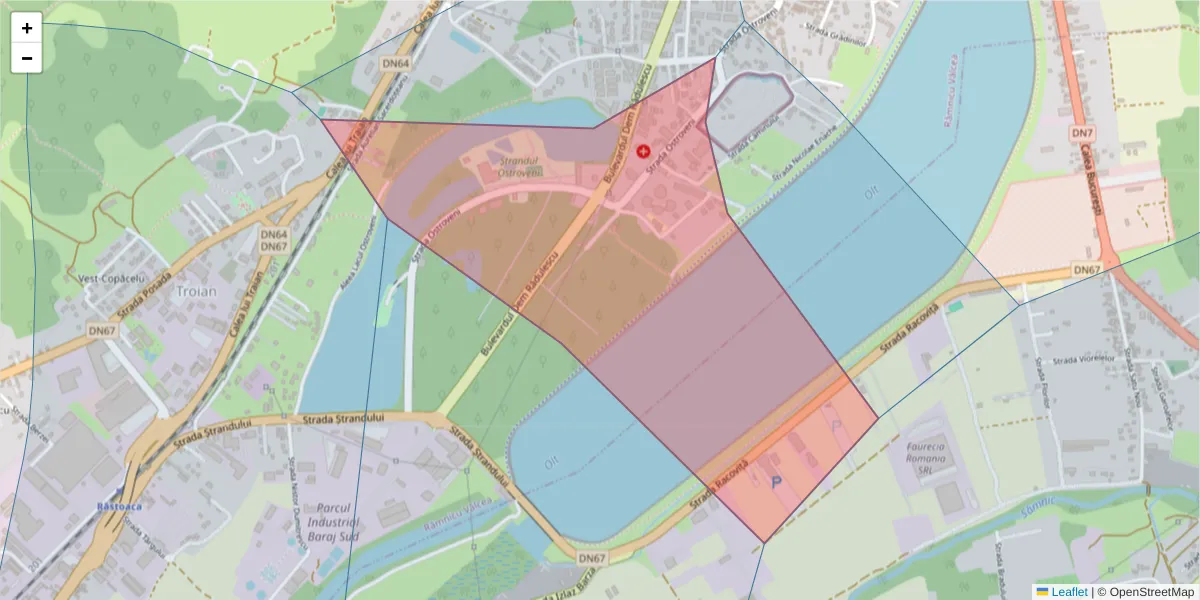 Hartă a codului poștal  și a codurilor poștale învecinate