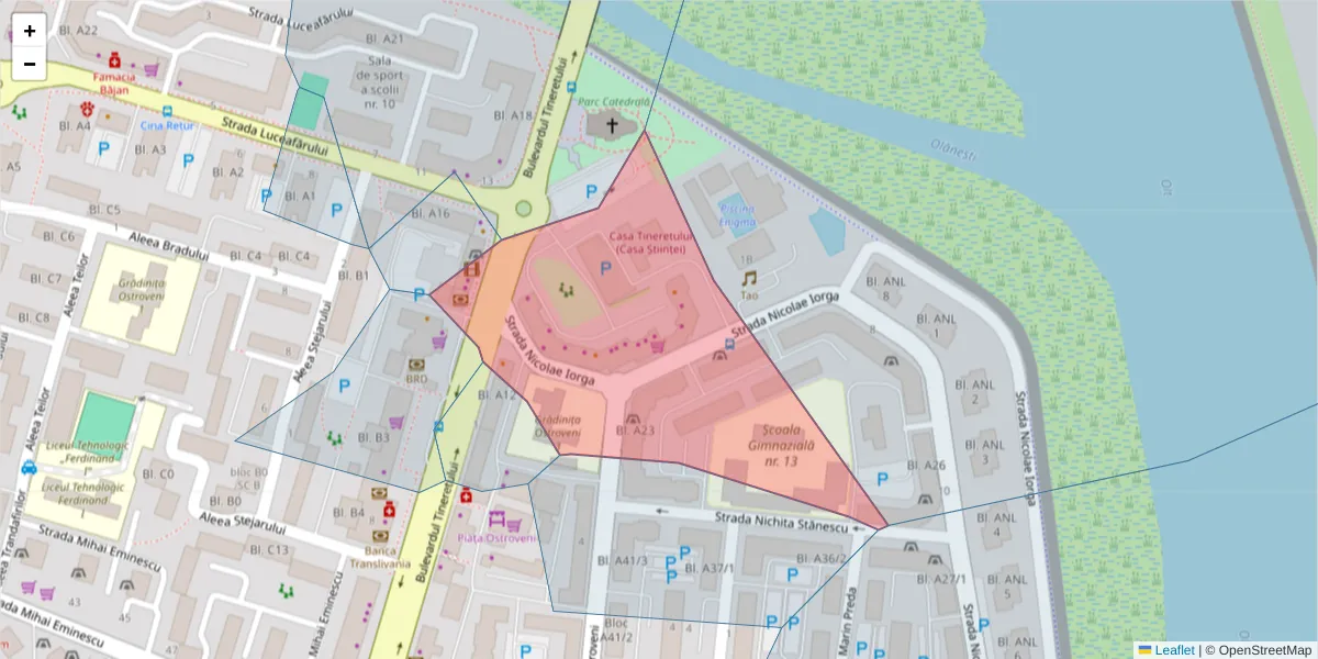 Hartă a codului poștal  și a codurilor poștale învecinate