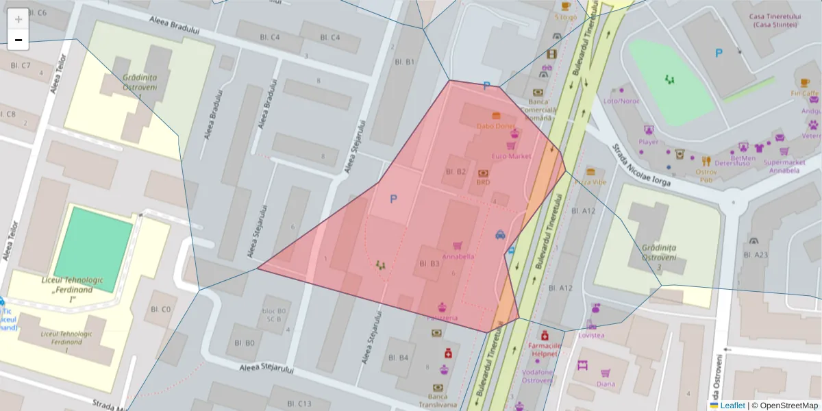 Hartă a codului poștal  și a codurilor poștale învecinate