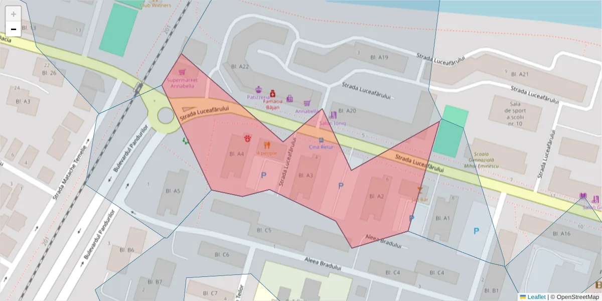 Hartă a codului poștal  și a codurilor poștale învecinate