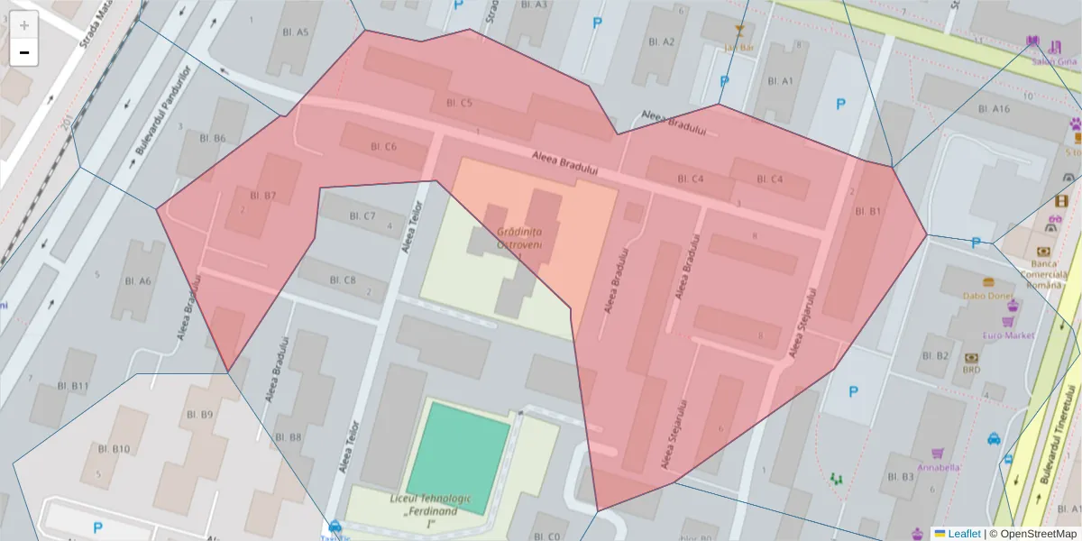 Hartă a codului poștal  și a codurilor poștale învecinate