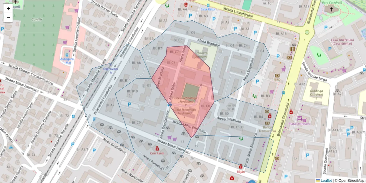 Hartă a codului poștal  și a codurilor poștale învecinate