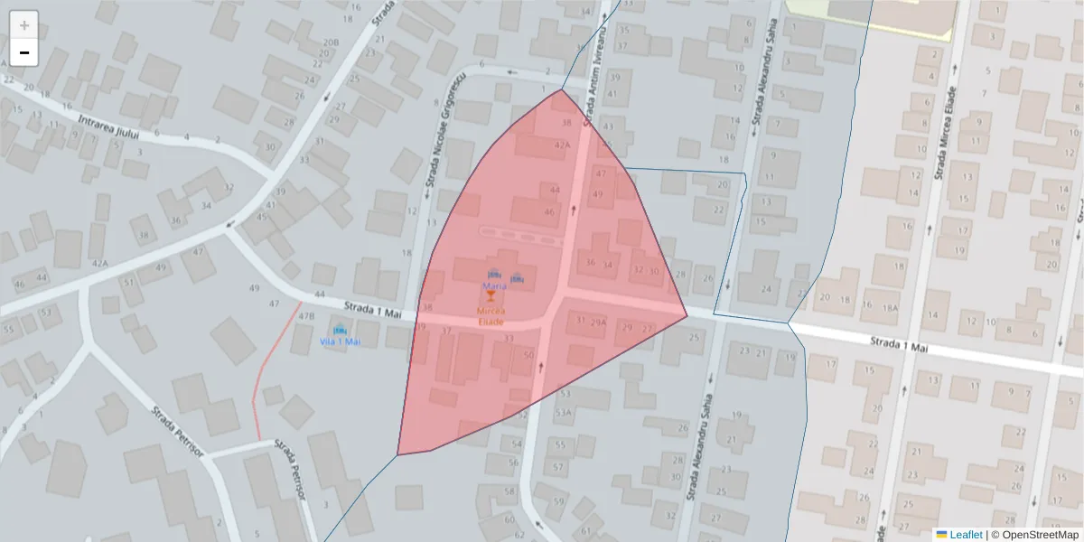 Hartă a codului poștal  și a codurilor poștale învecinate