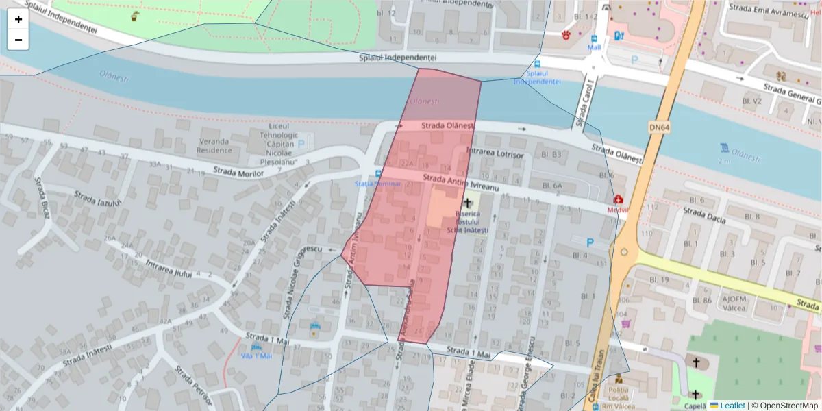 Hartă a codului poștal  și a codurilor poștale învecinate