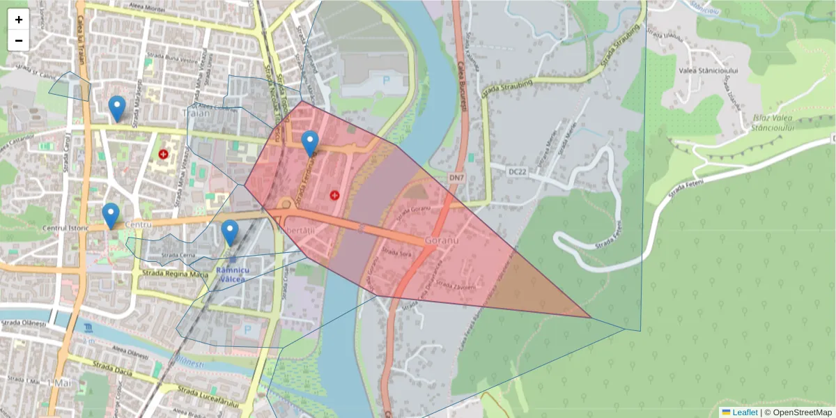 Hartă a codului poștal  și a codurilor poștale învecinate