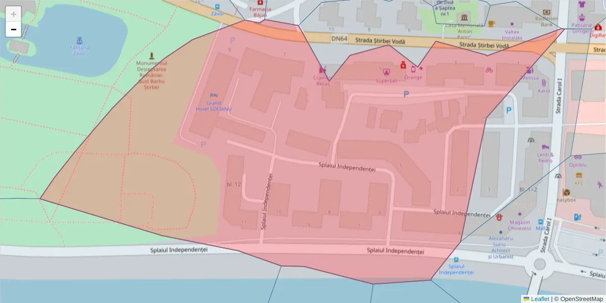 Hartă a codului poștal  și a codurilor poștale învecinate