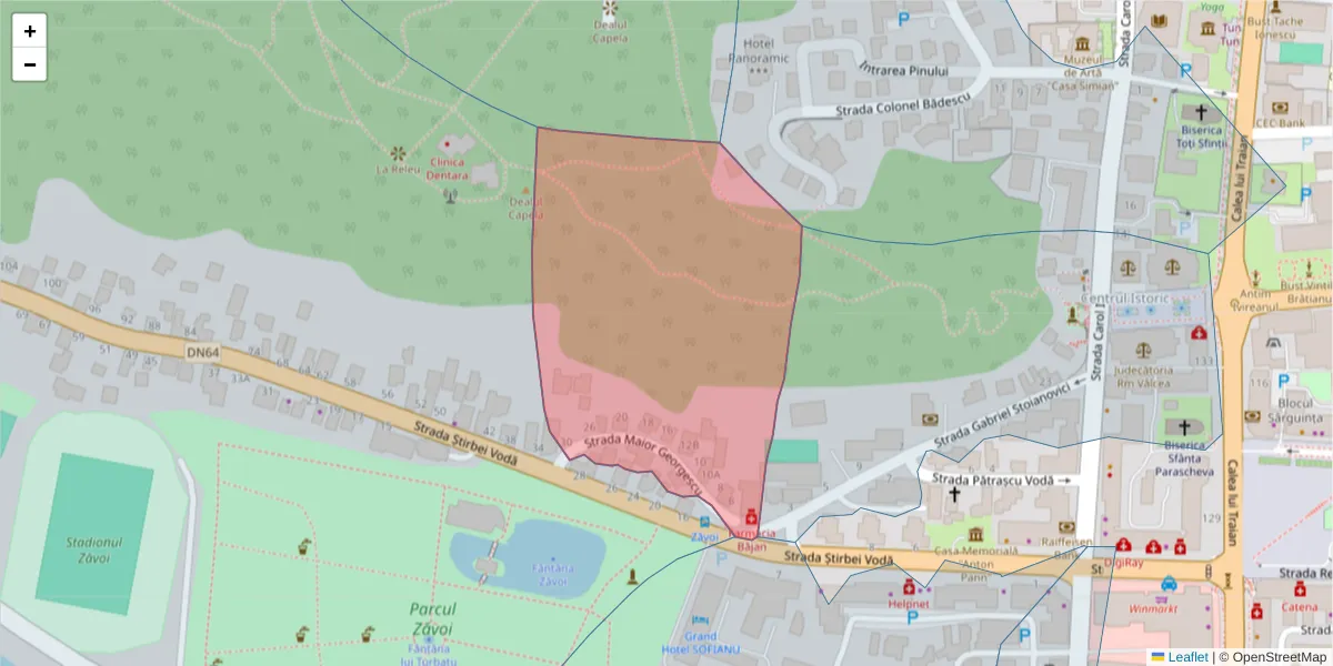 Hartă a codului poștal  și a codurilor poștale învecinate