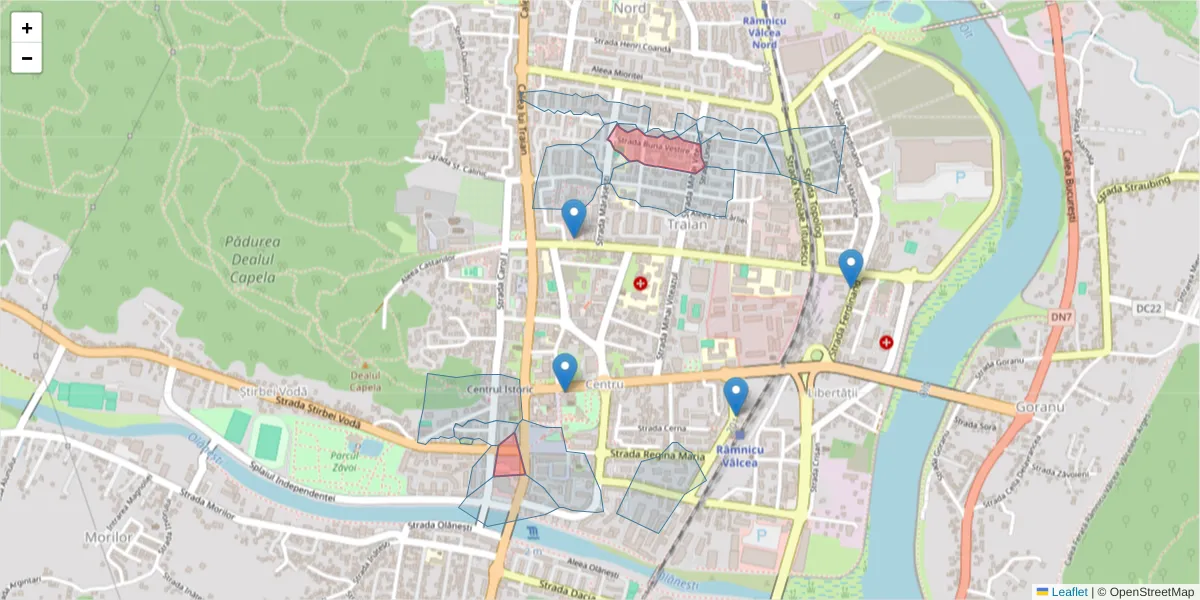 Hartă a codului poștal  și a codurilor poștale învecinate