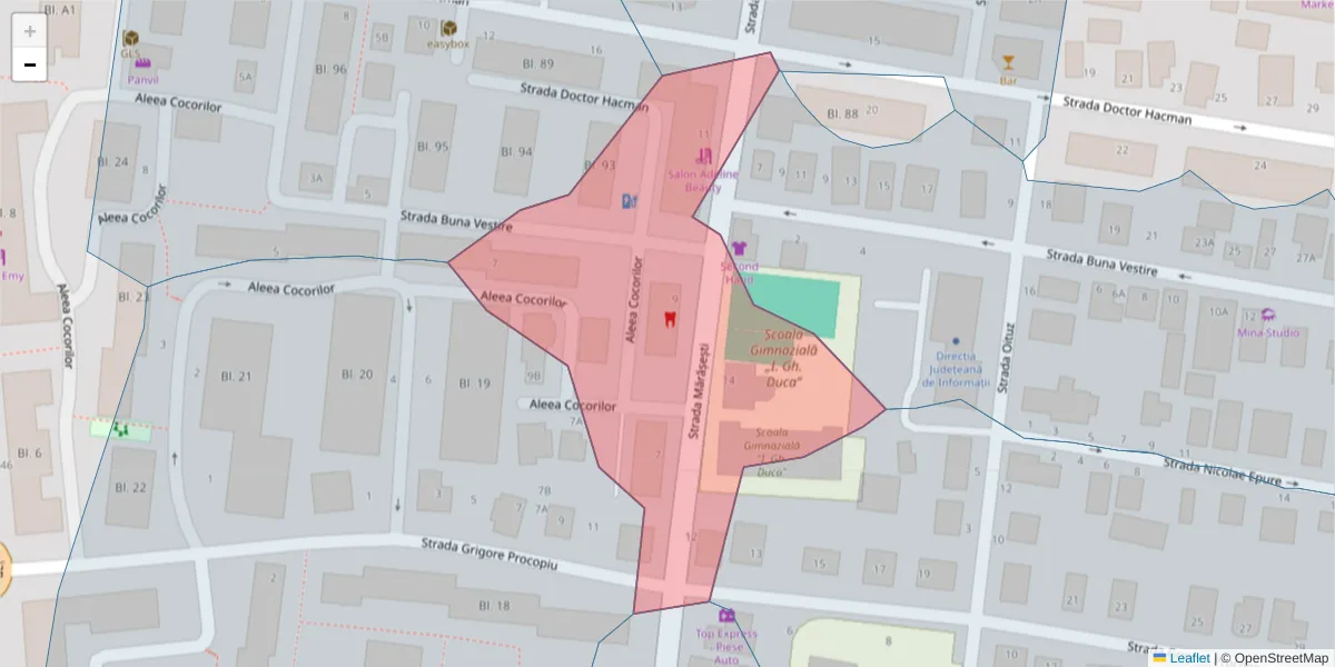 Hartă a codului poștal  și a codurilor poștale învecinate