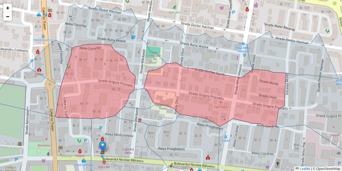 Hartă a codului poștal  și a codurilor poștale învecinate