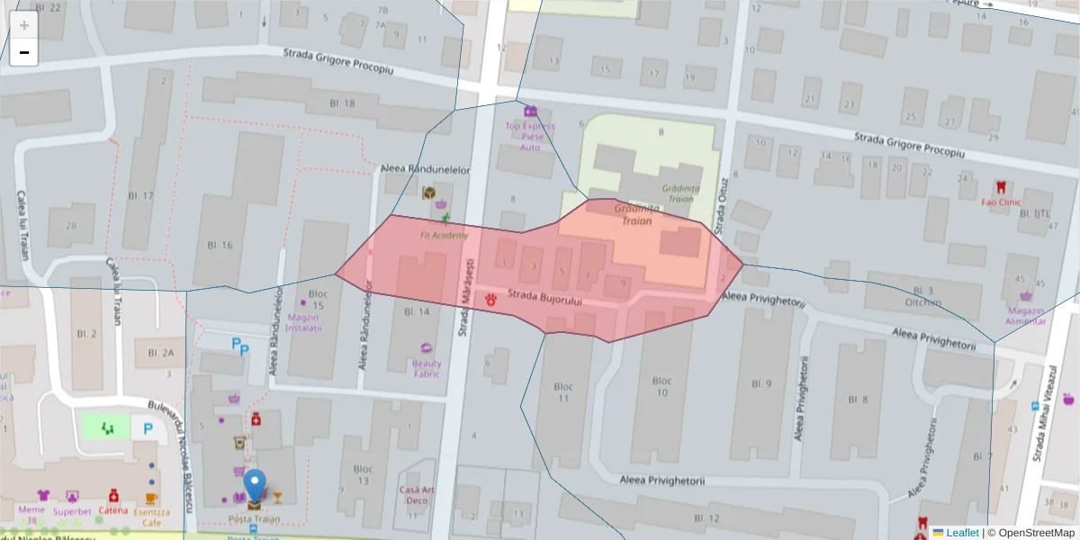 Hartă a codului poștal  și a codurilor poștale învecinate
