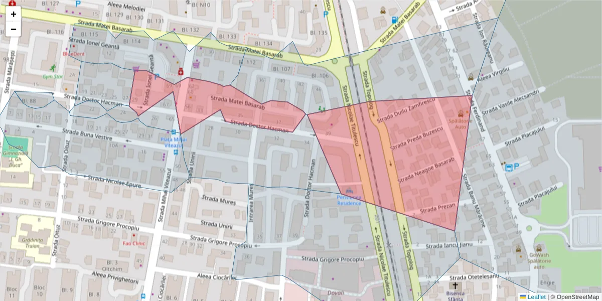 Hartă a codului poștal  și a codurilor poștale învecinate
