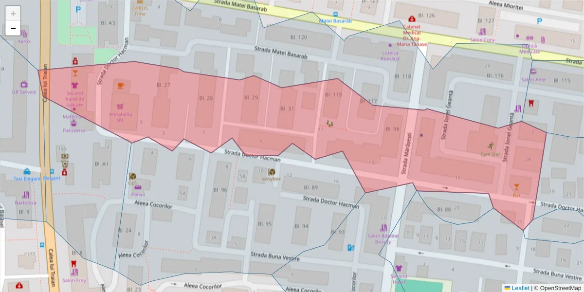 Hartă a codului poștal  și a codurilor poștale învecinate