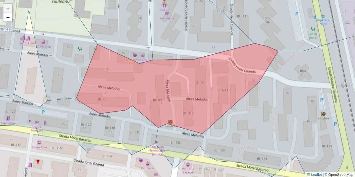 Hartă a codului poștal  și a codurilor poștale învecinate