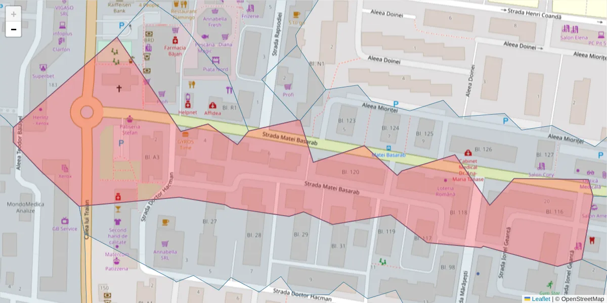 Hartă a codului poștal  și a codurilor poștale învecinate