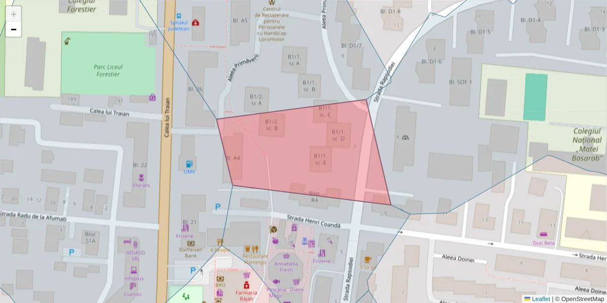 Hartă a codului poștal  și a codurilor poștale învecinate