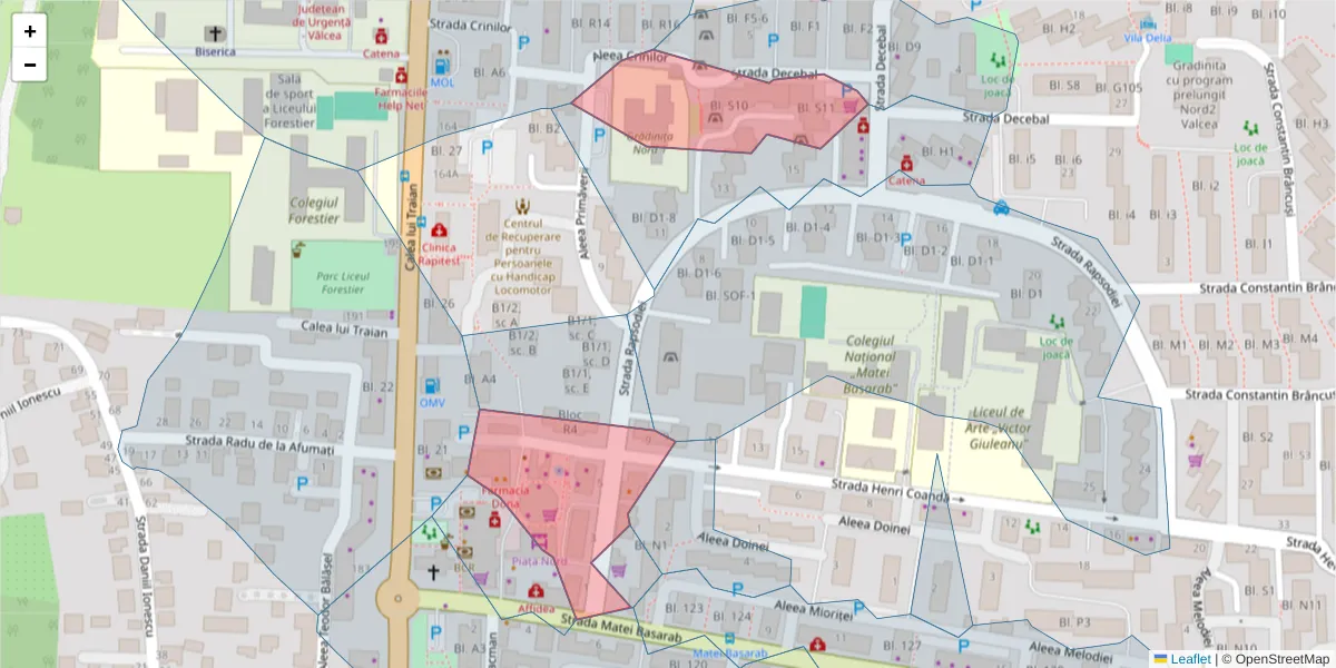 Hartă a codului poștal  și a codurilor poștale învecinate