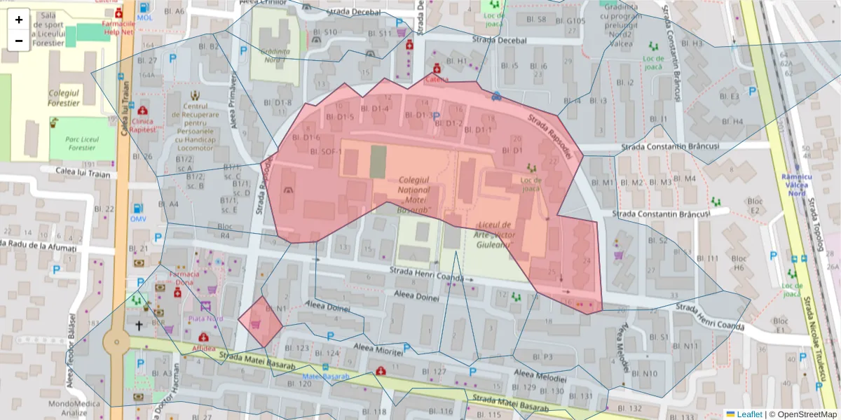 Hartă a codului poștal  și a codurilor poștale învecinate