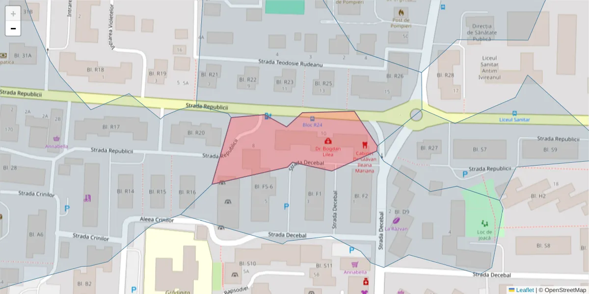 Hartă a codului poștal  și a codurilor poștale învecinate