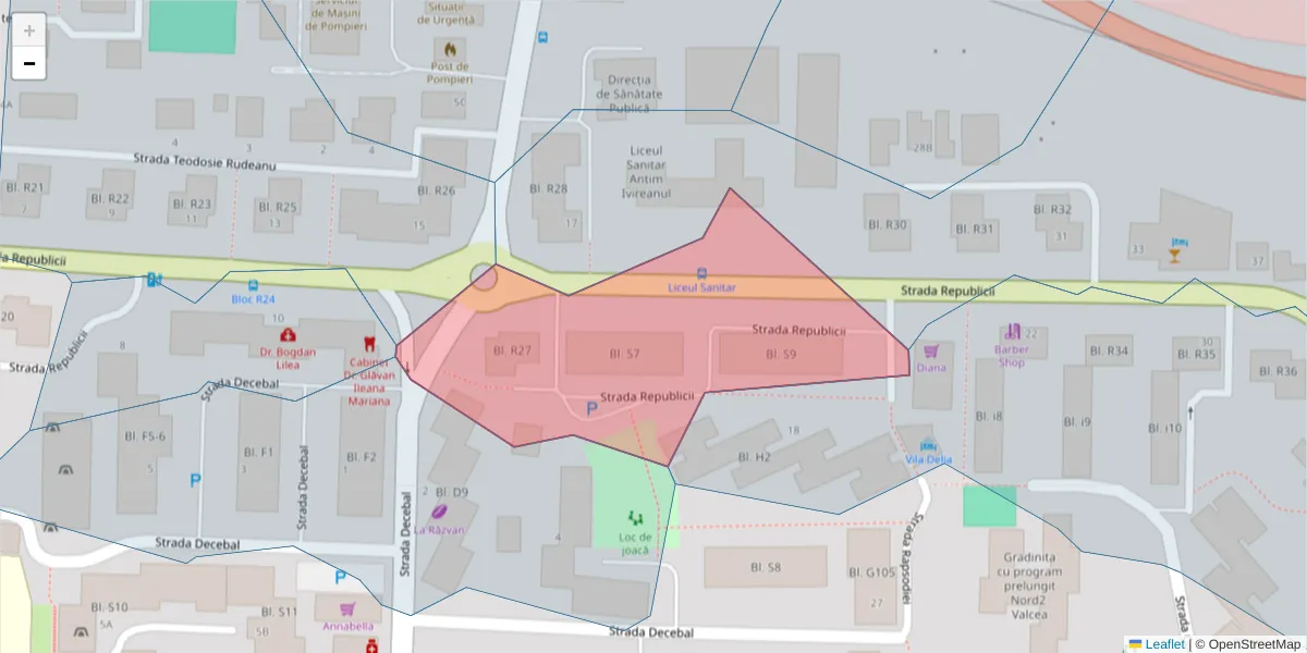 Hartă a codului poștal  și a codurilor poștale învecinate