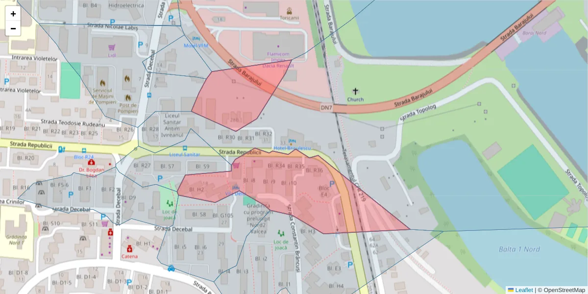 Hartă a codului poștal  și a codurilor poștale învecinate